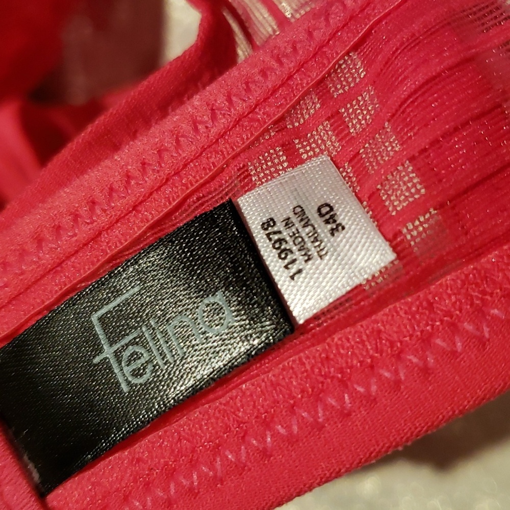 Felina NEW 'Niki' Strap Neck Unlined Demi Bra NWT Women's 34D Pink Red Sexy HP🎉 - Picture 5 of 15